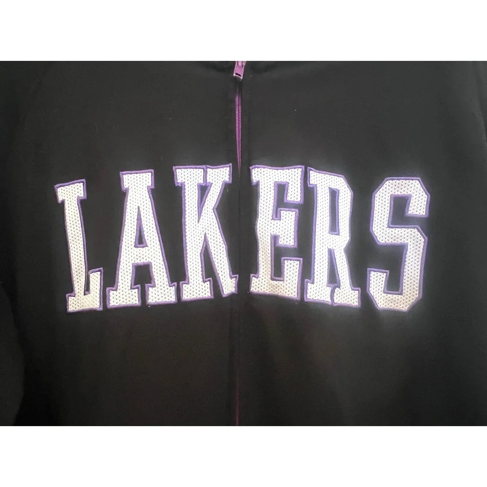 New Era Los Angeles Lakers Track Jacket Black‎ Purple Full Zip Varsity Mens L